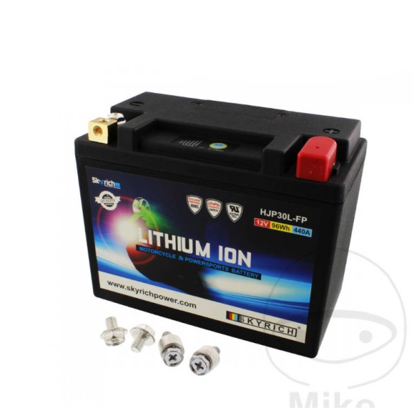 Skyrich Lithium Ion (LiFePO4) Motorcycle Battery LTM30L With Voltage Display & Overload Protection