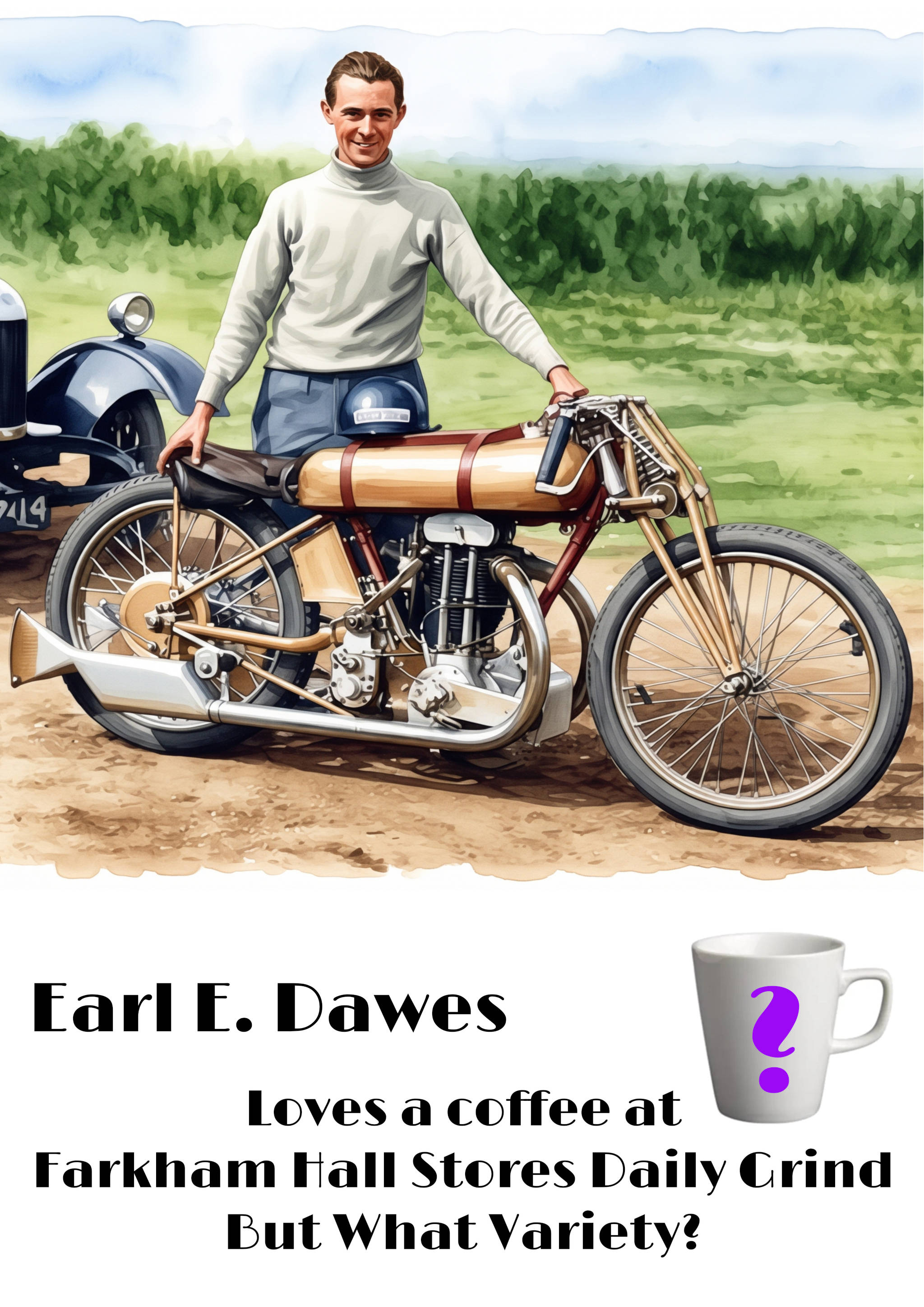 image of Farkham Hall and the Daily Grind Coffee Stop Window Posters - Earl E. Dawes  Farkham Hall Poster, Earl E Dawes